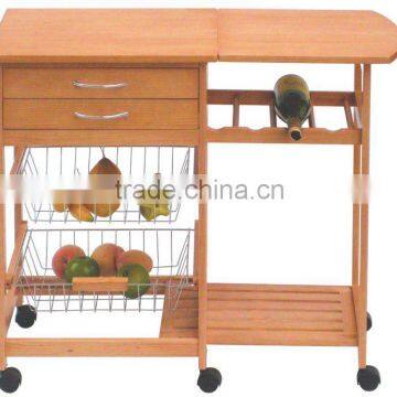 Wood Foldable Kitchen Trolley