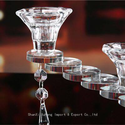 European Crystal Candlestick Holder 3 Heads Candle Holder Wedding Hotel Supplies Crystal Glass Candle Holder photo-2