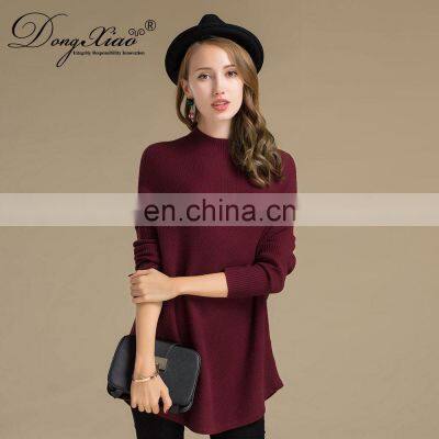 Long Sleeves Loose Cashmere Pure Wine Red Young Girls Knit Sweaters photo-6