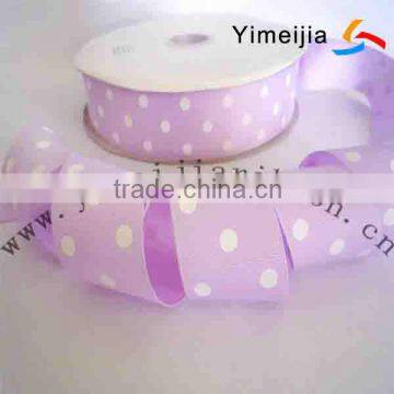 white polka dots printed purple grosgrain ribbon