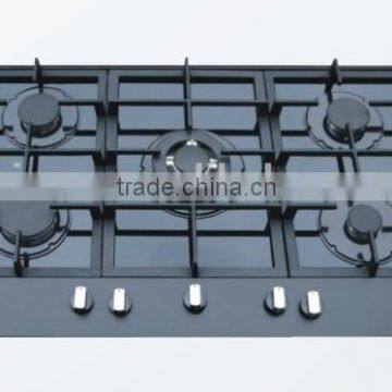 five burner stainless steel built in gas hob