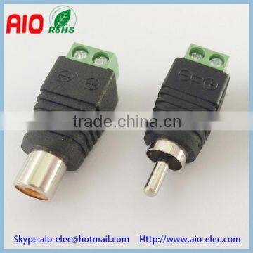 Easy wire RCA RGB male plug and female jack microphone connector with screw terminals for CCTV cameras and led