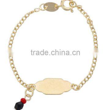 2016 newest design children's jewelry kids crystal pendant id bracelet baby's gold plated link chain bracelets for birthday gift