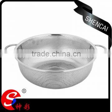 kitchen accessories 2016 stainless steel basket flat strainer with two handles kitchen colander