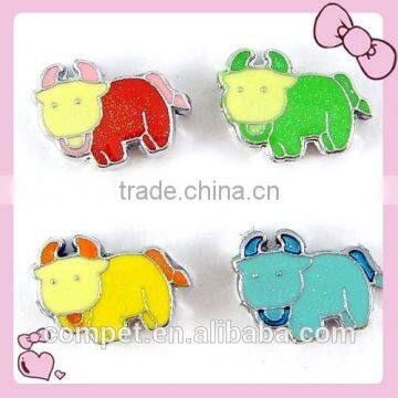 Cattle Cartoon Enamel Slide Charm 8mm inner Width Wholesale