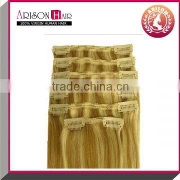 very popular hair in alibaba market clip in extensions wavy hair