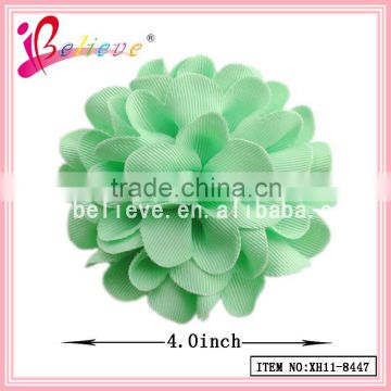 Gold design customized logo available 4 inch fabric flowers wholesale hair clip (XH11-8447)