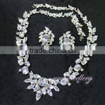 Flower Design Wedding Women Gold Zircon Jewelry Set photo-5