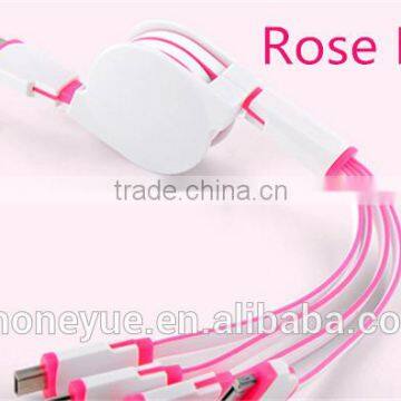 Multifunctional 1m Retractable 4 in 1 Multi Usb Cable for Iphone and for Samsung photo-3