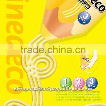 Japanese pencil shaped meatball packaging with drawing three lines