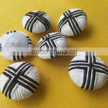 Black and White Strips Cord Braided Fabric Covered Button -- F1532 photo-4