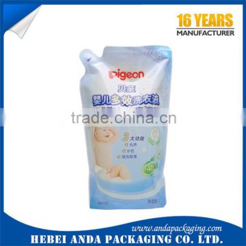 liquid detergent stand up pouch with spout/ liquid packaging plastic bag for hand washing liquid