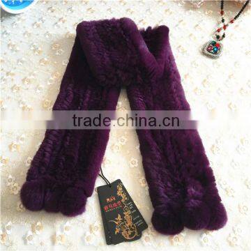 Beautiful Purple Color Warm Luxury Rex Rabbit Fur Scarves