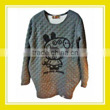 The New Summer Products Bros Baby Rinne Women Dobby Fabric Printed Long Sleeve Grey Sweater