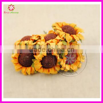 3-4cm Artificial paper sunflowers flower,fake sunflowers,tissue paper flowers for party table decorations,diy garland accessory