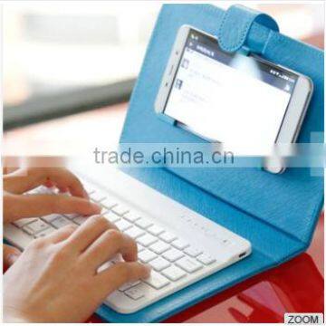 Universal Wireless Bluetooth Keyboard Holster Flip PU Case Cover For Cellphone in 4.5''-6.5'