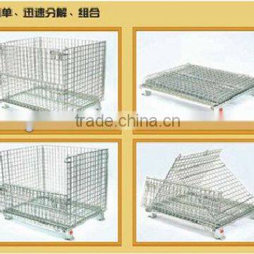 Industrial Folding Rolling Metal Steel Storage Cages With Zinc Plated