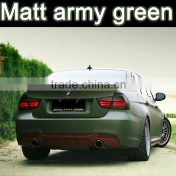 matt army green for car wrap with air channels 1.52*30m roll