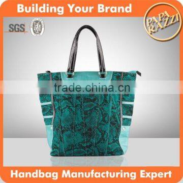 2537 Exotic Python Shopper Bag Cotton Fabric Tote Handbags