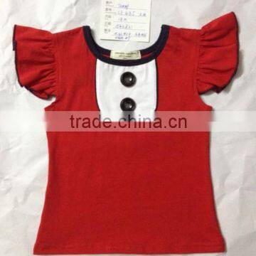 Top Fashion Remake designer kids clothes girls ruffle top sleeveless red fancy tops for girls