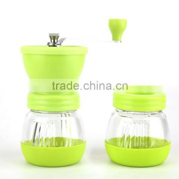 Yellow Glass Ceramic Manual Coffee Grinder for Home Use