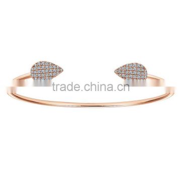 Factory wholesale price rose gold adjustable crystal bangle