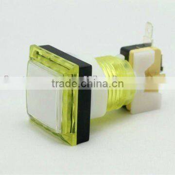 Yellow square illuminated arcade game machine push button switch mechanical pushbutton switch with LED light