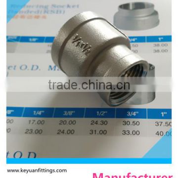 Stainless Steel Cast Coupling Reducer 3/4"x1/2" Female Thread