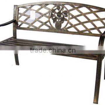 cheap steel tube garden park bench with flower