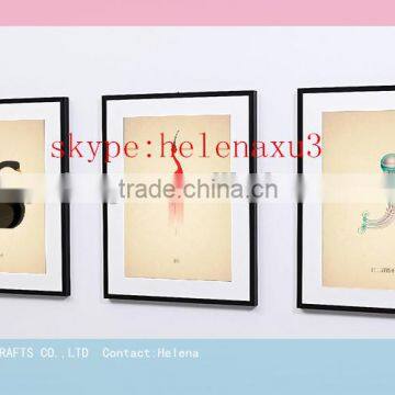 black metal picture photo frame with anti-reflective glass for home decorative