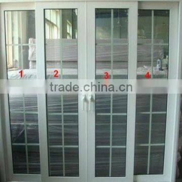 Fashion patterns price of aluminum sliding door with grill design in high quality