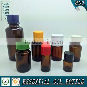 New Design Amber Glass Essential Oil Bottle With Plastic Cap Quality Choice