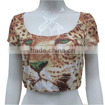 Fashion clothing factories in China, leopard crop top custom