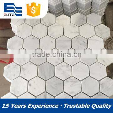 Bianco Carrara honed mosaic of hexagon shape