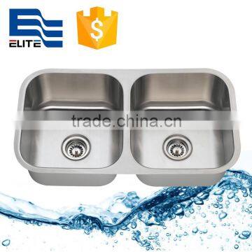 304 stainless steel 50/50 double bowl drawn sink for kitchen