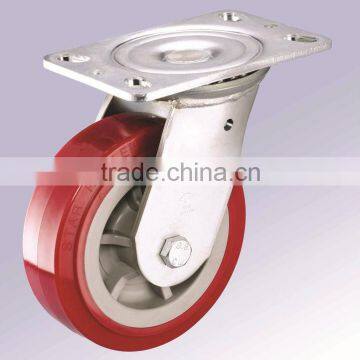 Heavy Duty Swivel Castor Red TPU Wheel, Ball Bearing