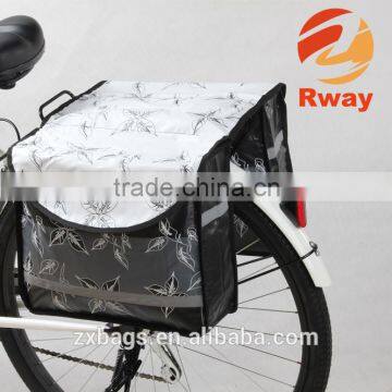 leaves print waterproof tarpaulin bicycle rear rack twin pannier bag