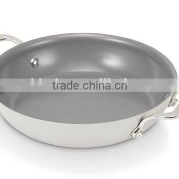 stainless steel double handle ceramic coating frypan