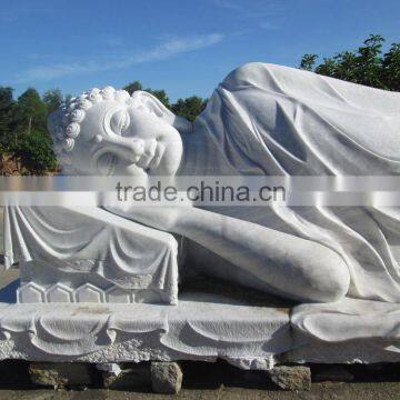 Sleeping Shakyamuni Buddha Statue Buddha White Marble Stone Hand Carving Sculpture for Pagoda