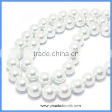 Wholesale AAA High Quality Imitation Faux 10mm White Glass Pearl Beads Loose Strands GPB-10mm001