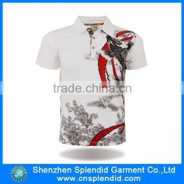 water silkscreen printing polo t shirt custom made fish clothing