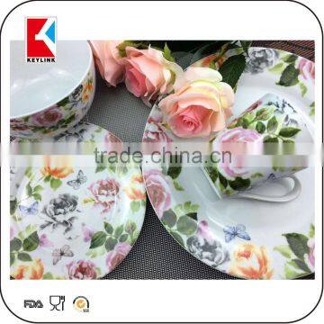 Hot Sale Flower Decal Printed Porcelain Tableware Dinner Set Italian Porcelain Dinnerware photo-6