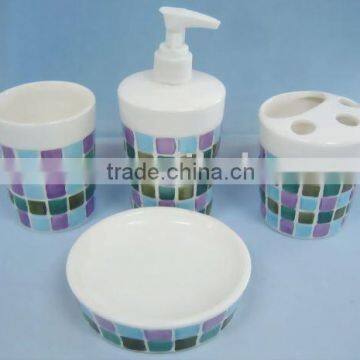 cerami bathroom set,sopa dish, soap dispener,tumbler,toothbrush holder