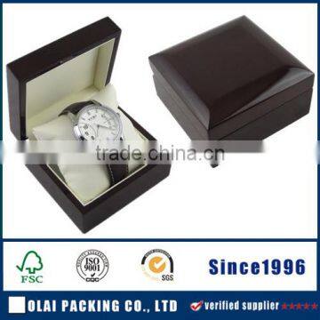 glossy wooden watch box with curved top