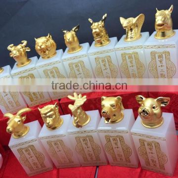 2015 Newest Jade Craft ,12 animals Afghanistan White jade seal