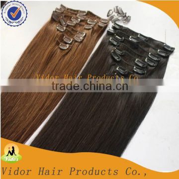 Free sample 2016 new products virgin brazilian curly full head clip in hair extensions