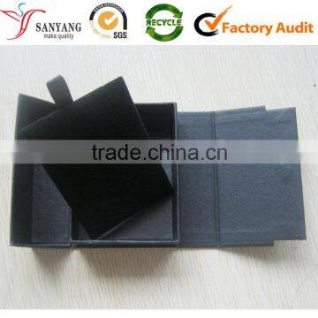 Small cheap custom black texture art paper gift jewelry packaging box