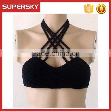 K-52 new design ladies sexy crochet bikini crochet bra crochet halter bikini top open back sexy bikini