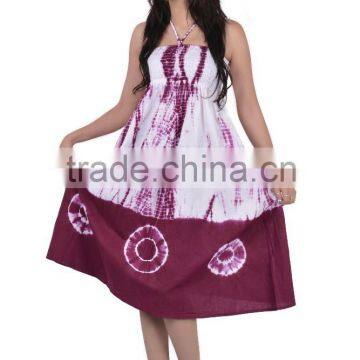 Cotton sun dress summer maroon color dress