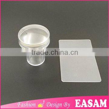 Hot nail art stamper XL 4cm clear jelly stamper with cap factory sell